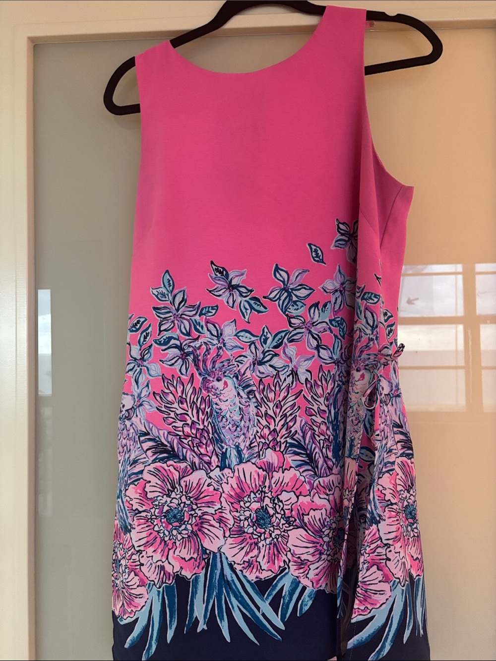 Lilly Pulitzer Pink Floral A-Line Dress with Blue Accents